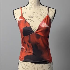 Elegant Red and Black Women's Top